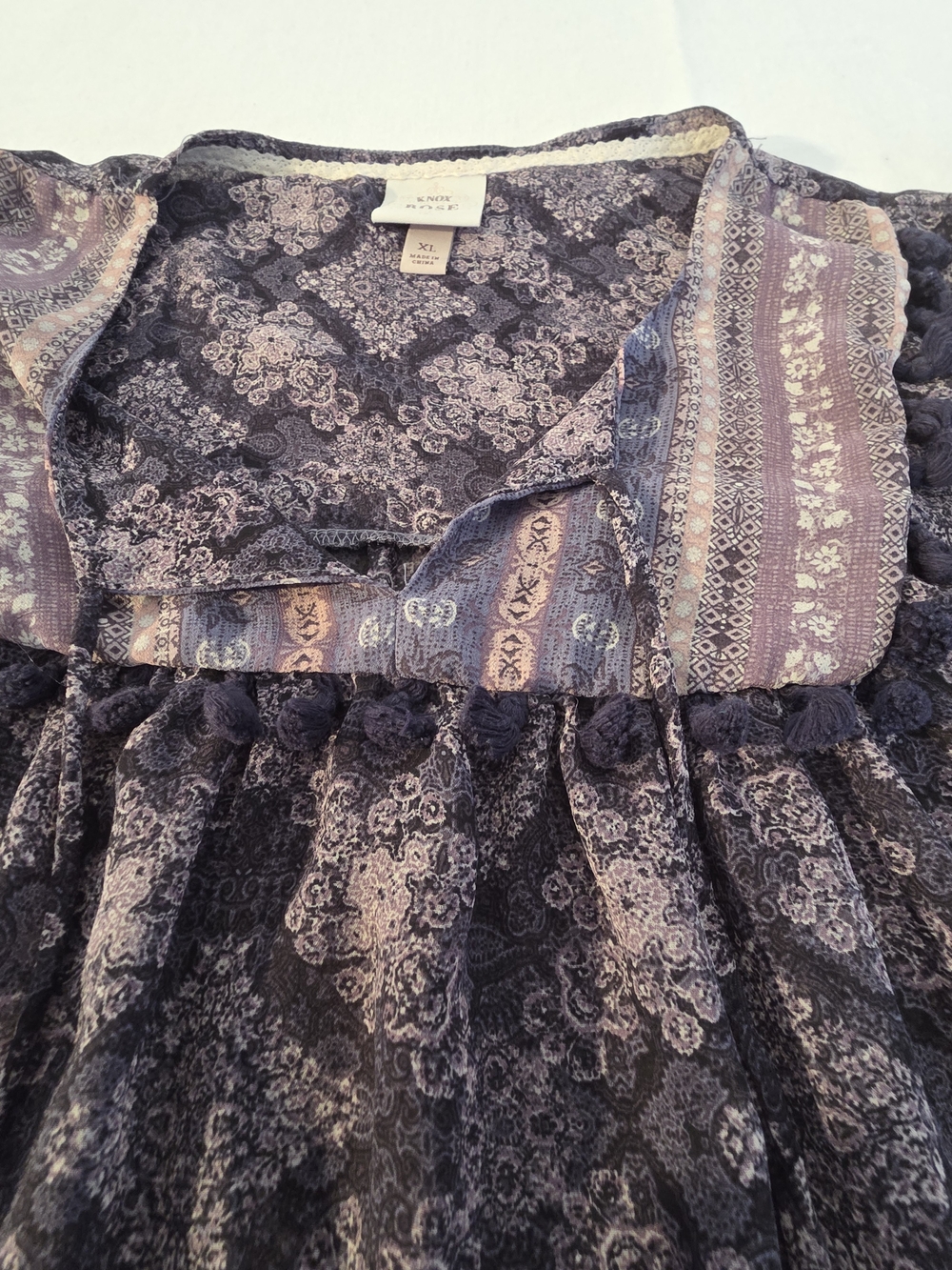 Knox Rose Boho Purple Paisley Print Tunic. Size XL - Picture 7 of 8